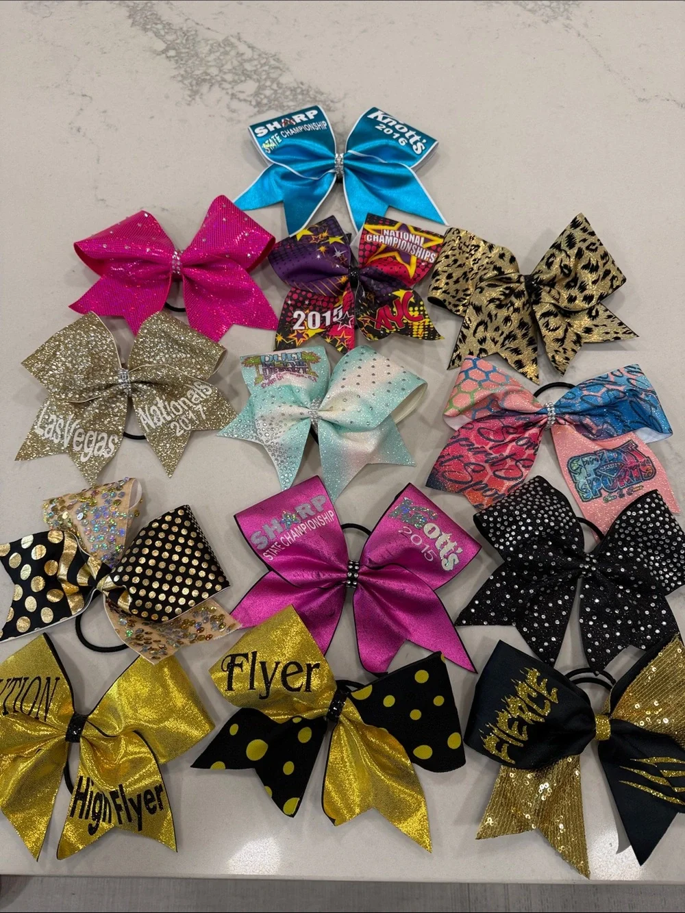 Assorted Cheer Hair Bows - Pink, Blue, Gold, Black, Leopard, Mint